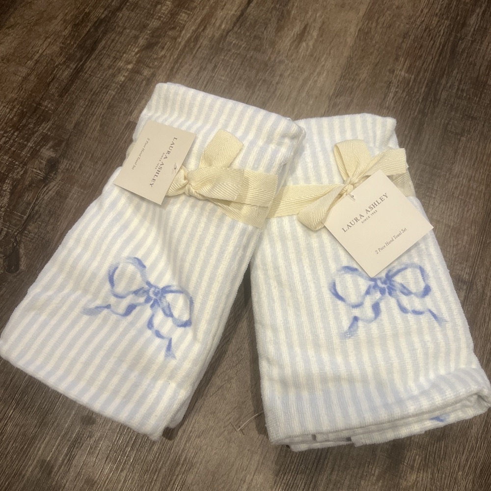NEW Laura Ashley Floral Striped Cotton Hand Towels (4)